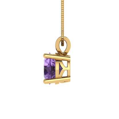 1cttw Round Cut Alexandrite Gold-Plated 925 Silver Pendant and 16" Box-Chain Necklace