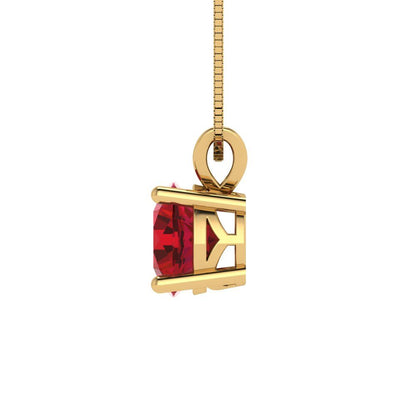 1 tcw Necklace Pendant - 14K White Gold Round Cut Solitaire  Pink Tourmaline - Adjustable Length - 15in Box Chain to 18in