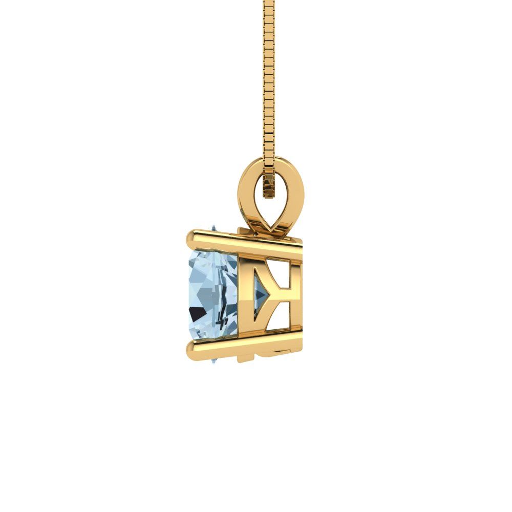 1cttw Round Cut Blue Gold-Plated 925 Silver Pendant and 16" Box-Chain Necklace