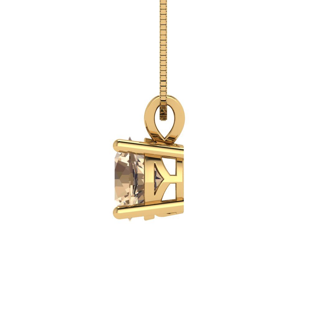 1 tcw Necklace Pendant - 14K White Gold Round Cut Solitaire  Yellow Moissanite - Adjustable Length - 15in Box Chain to 18in