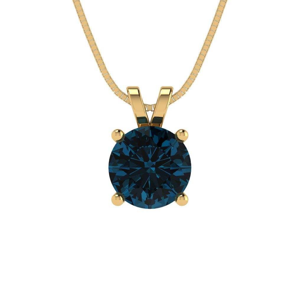 1 tcw Necklace Pendant - 14K White Gold Round Cut Solitaire  London - Adjustable Length - 15in Box Chain to 18in