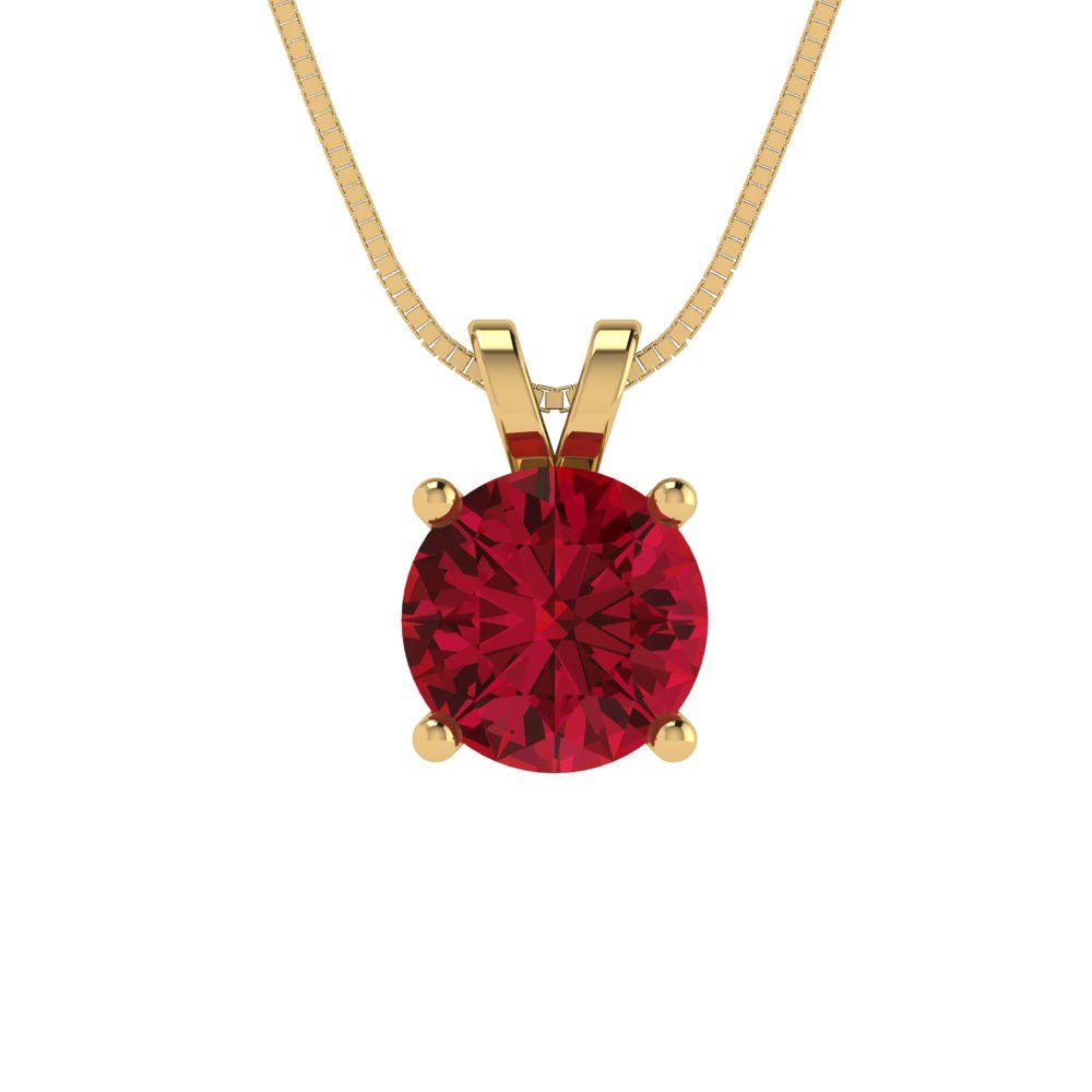 1 tcw Necklace Pendant - 14K White Gold Round Cut Solitaire  Pink Tourmaline - Adjustable Length - 15in Box Chain to 18in