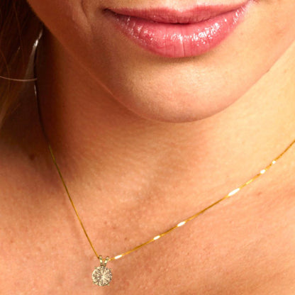 1 tcw Necklace Pendant - 14K White Gold Round Cut Solitaire  Yellow Moissanite - Adjustable Length - 15in Box Chain to 18in