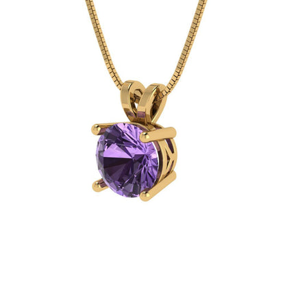 1cttw Round Cut Alexandrite Gold-Plated 925 Silver Pendant and 18" Box-Chain Necklace