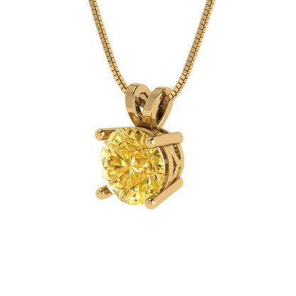1cttw Round Cut Citrine Gold-Plated 925 Silver Pendant and 18" Box-Chain Necklace