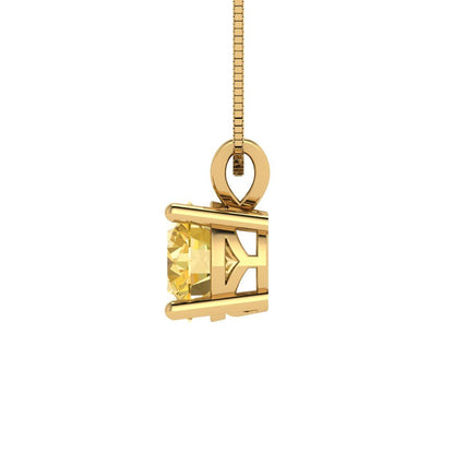 1cttw Round Cut Citrine Gold-Plated 925 Silver Pendant and 18" Box-Chain Necklace