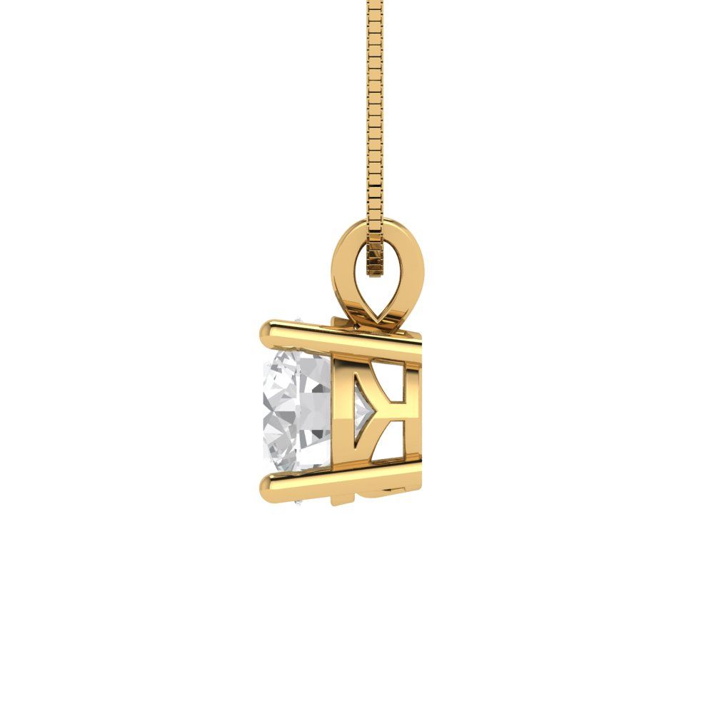 1cttw Round Cut Clear Gold-Plated 925 Silver Pendant and 18" Box-Chain Necklace