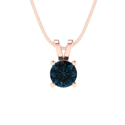 0.5 tcw Necklace Pendant - 14K White Gold Round Cut Solitaire  London - Adjustable Length - 15in Box Chain to 18in