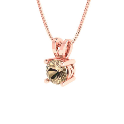 0.5 tcw Necklace Pendant - 14K White Gold Round Cut Solitaire  Yellow Moissanite - Adjustable Length - 15in Box Chain to 18in