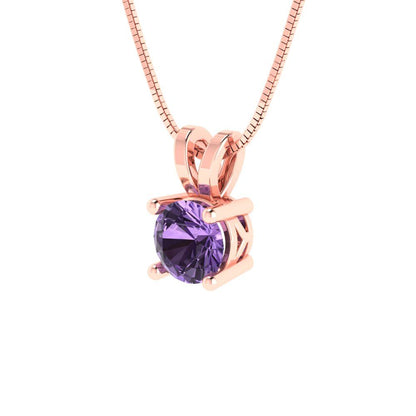 0.5cttw Round Cut Alexandrite Gold-Plated 925 Silver Pendant and 16" Box-Chain Necklace