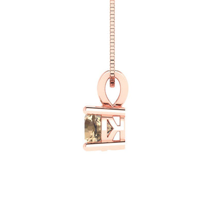 0.5 tcw Necklace Pendant - 14K White Gold Round Cut Solitaire  Yellow Moissanite - Adjustable Length - 15in Box Chain to 18in