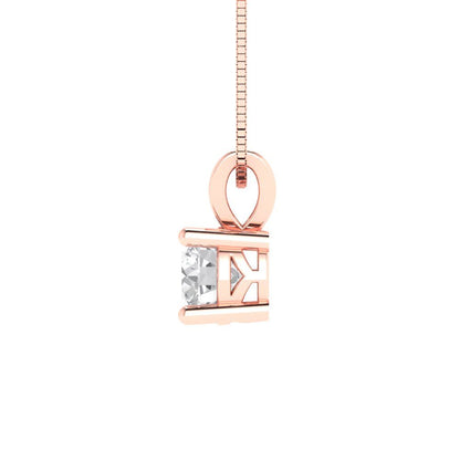 0.5 tcw Necklace Pendant - 14K White Gold Round Cut Solitaire  White Sapphire - Adjustable Length - 15in Box Chain to 18in
