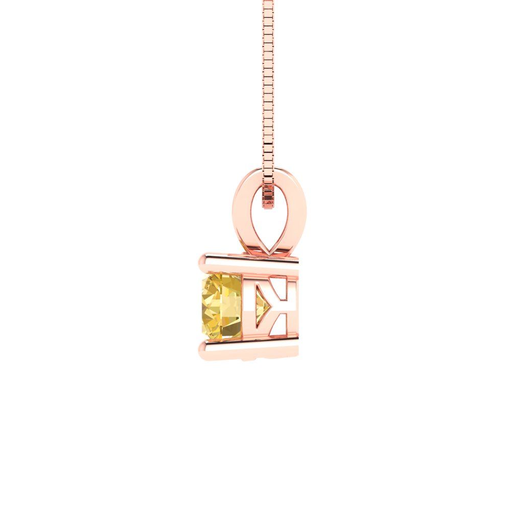 0.5cttw Round Cut Citrine Gold-Plated 925 Silver Pendant and 16" Box-Chain Necklace