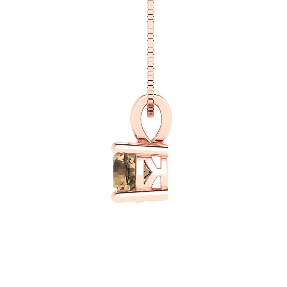 0.5cttw Round Cut Champagne Gold-Plated 925 Silver Pendant and 16" Box-Chain Necklace