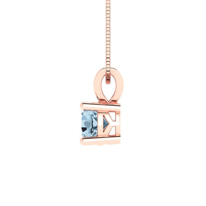0.5 tcw Necklace Pendant - 14K White Gold Round Cut Solitaire  Sky Blue Topaz - Adjustable Length - 15in Box Chain to 18in