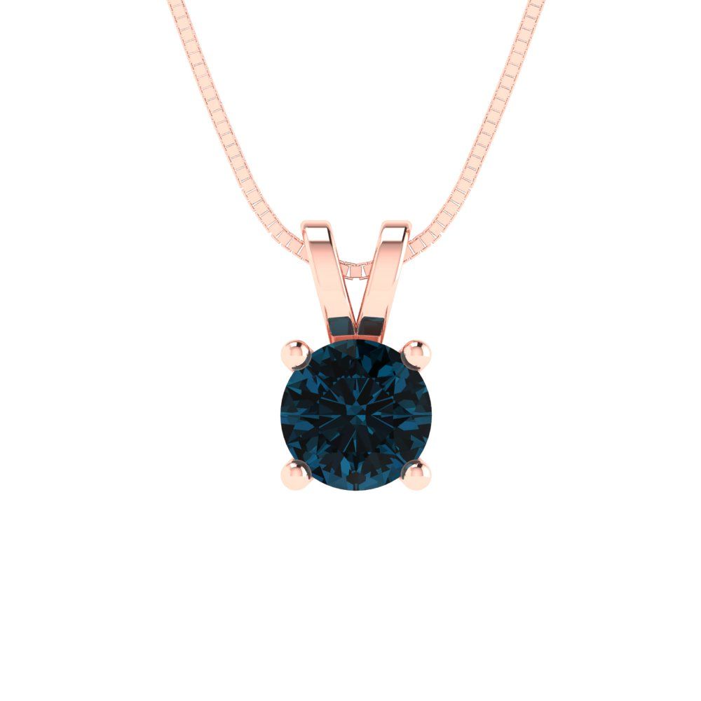 0.5 tcw Necklace Pendant - 14K White Gold Round Cut Solitaire  London - Adjustable Length - 15in Box Chain to 18in
