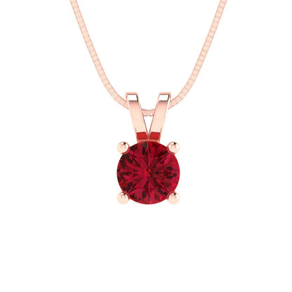 0.5 tcw Necklace Pendant - 14K White Gold Round Cut Solitaire  Pink Tourmaline - Adjustable Length - 15in Box Chain to 18in