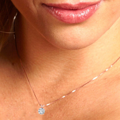 0.5cttw Round Cut Clear Gold-Plated 925 Silver Pendant and 16" Box-Chain Necklace