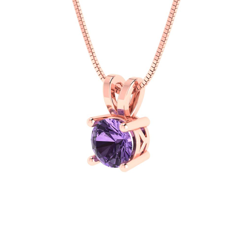0.5cttw Round Cut Alexandrite Gold-Plated 925 Silver Pendant and 18" Box-Chain Necklace