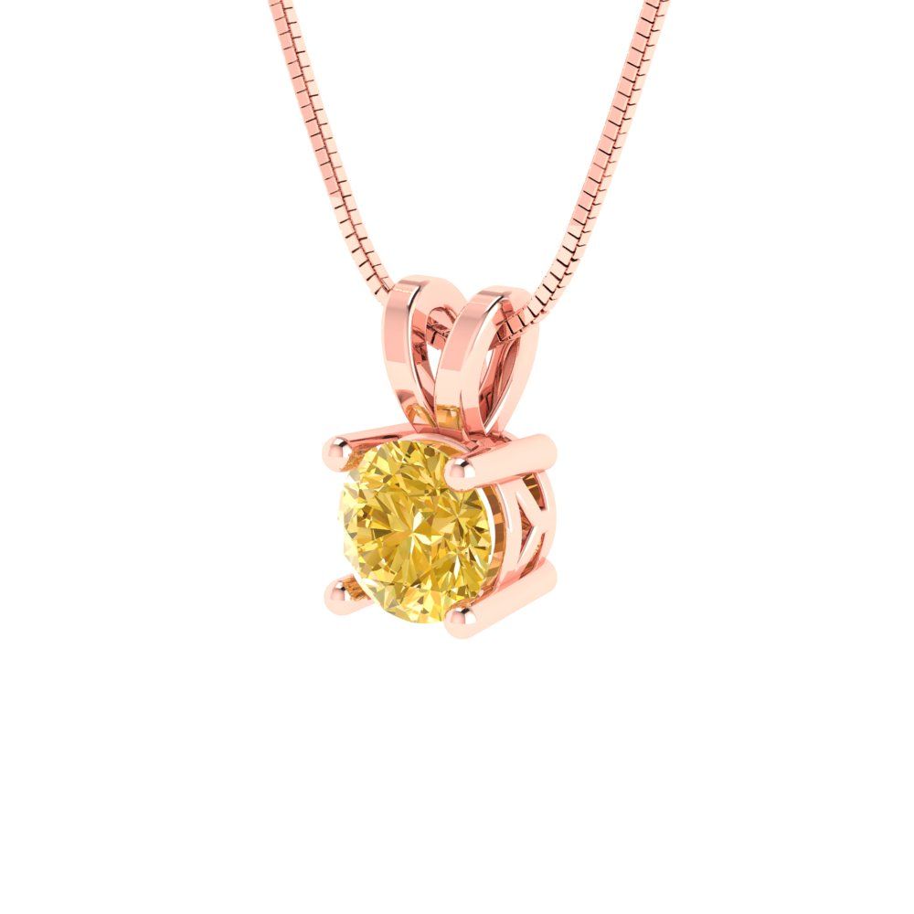 0.5cttw Round Cut Citrine Gold-Plated 925 Silver Pendant and 18" Box-Chain Necklace