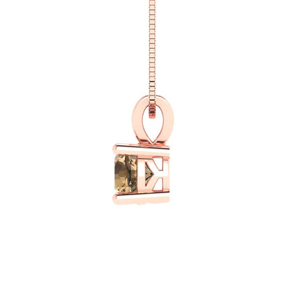 0.5cttw Round Cut Champagne Gold-Plated 925 Silver Pendant and 18" Box-Chain Necklace