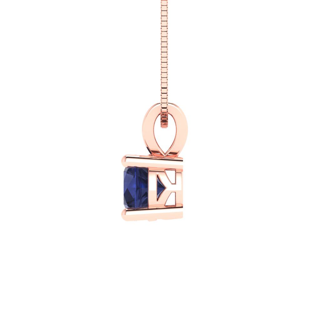 0.5cttw Round Cut Blue Sapphire Gold-Plated 925 Silver Pendant and 18" Box-Chain Necklace