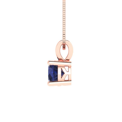 0.5cttw Round Cut Blue Sapphire Gold-Plated 925 Silver Pendant and 18" Box-Chain Necklace