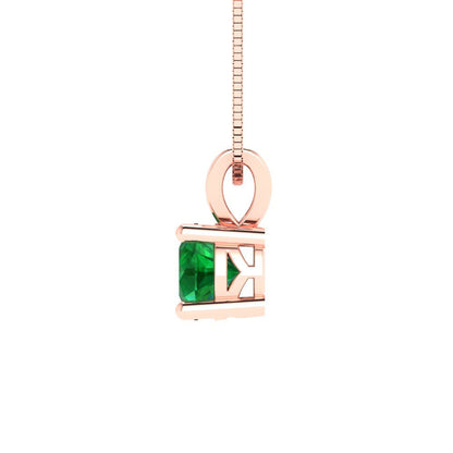 0.5cttw Round Cut Emerald Gold-Plated 925 Silver Pendant and 18" Box-Chain Necklace