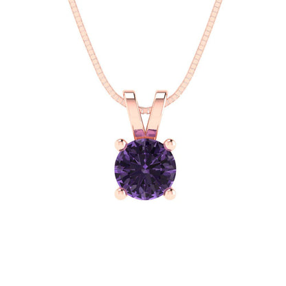0.5cttw Round Cut Alexandrite Gold-Plated 925 Silver Pendant and 18" Box-Chain Necklace