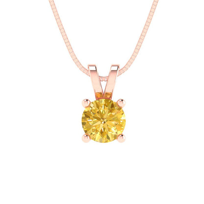 0.5cttw Round Cut Citrine Gold-Plated 925 Silver Pendant and 18" Box-Chain Necklace