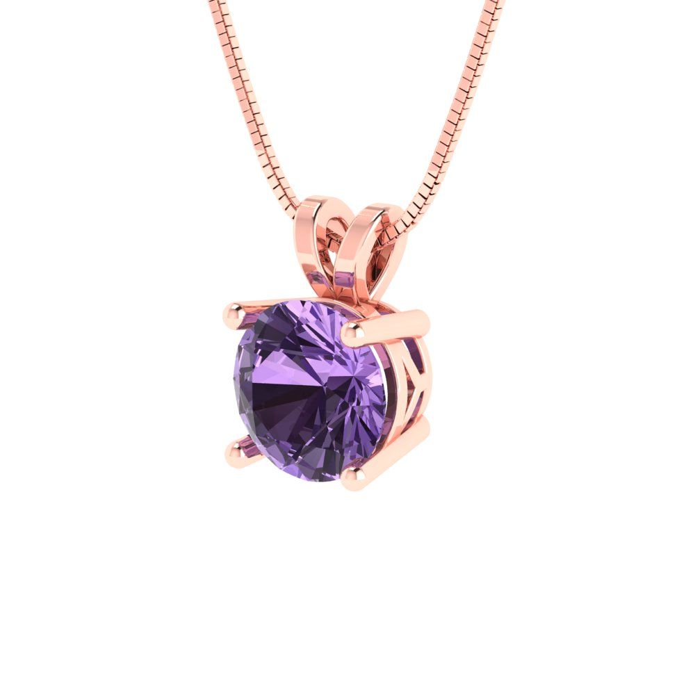 1cttw Round Cut Alexandrite Gold-Plated 925 Silver Pendant and 16" Box-Chain Necklace