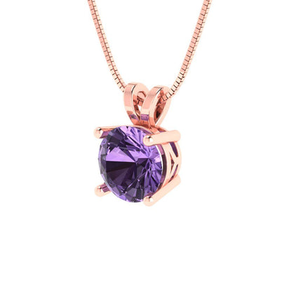 1cttw Round Cut Alexandrite Gold-Plated 925 Silver Pendant and 16" Box-Chain Necklace
