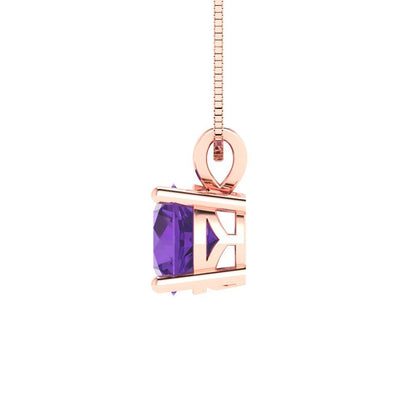 1cttw Round Cut Amethyst Gold-Plated 925 Silver Pendant and 16" Box-Chain Necklace