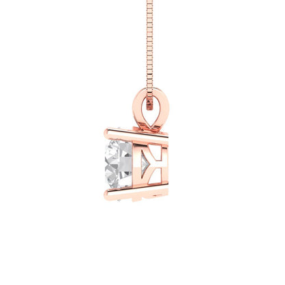 1 tcw Necklace Pendant - 14K White Gold Round Cut Solitaire  Zirconia Diamond - Adjustable Length - 15in Box Chain to 18in