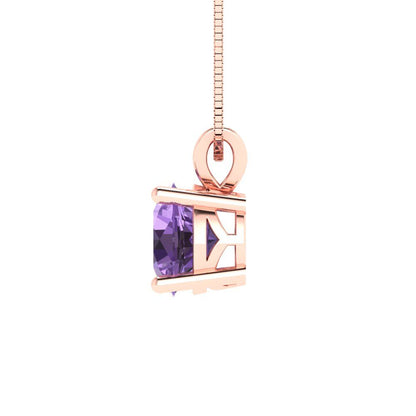 1cttw Round Cut Alexandrite Gold-Plated 925 Silver Pendant and 16" Box-Chain Necklace