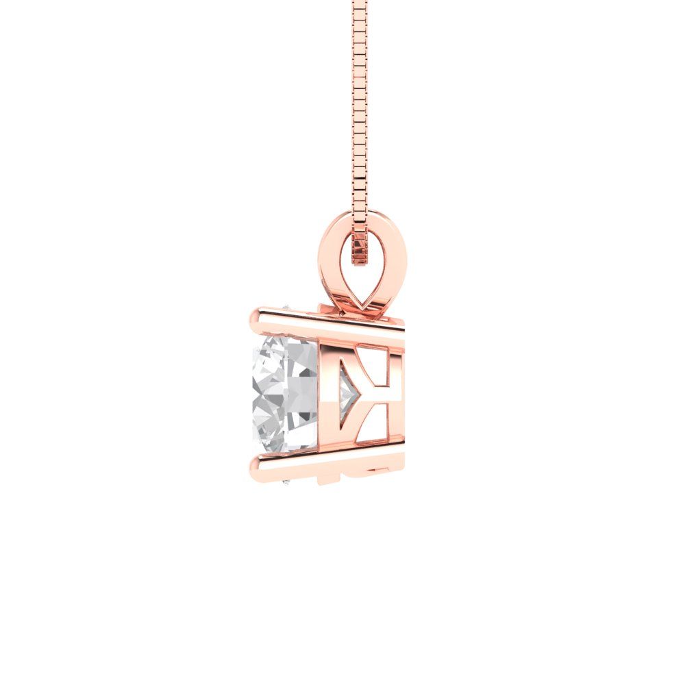 1cttw Round Cut Clear Gold-Plated 925 Silver Pendant and 16" Box-Chain Necklace
