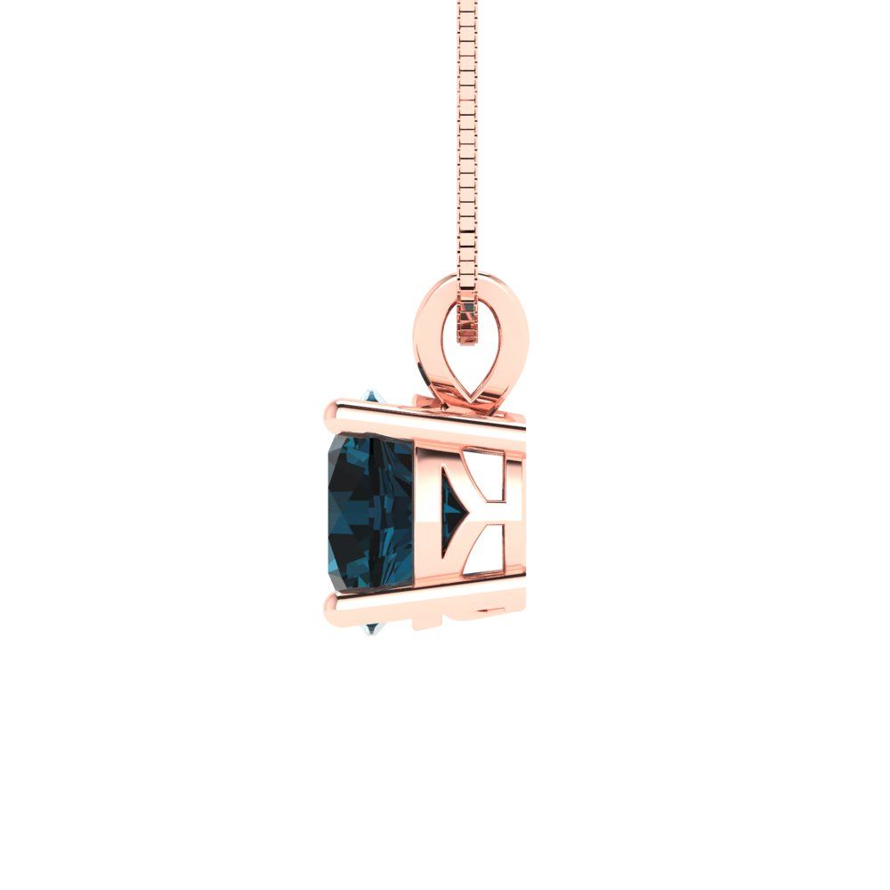 1 tcw Necklace Pendant - 14K White Gold Round Cut Solitaire  London - Adjustable Length - 15in Box Chain to 18in