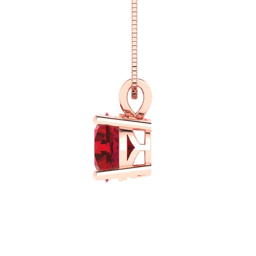 1 tcw Necklace Pendant - 14K White Gold Round Cut Solitaire  Pink Tourmaline - Adjustable Length - 15in Box Chain to 18in
