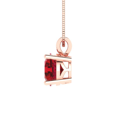 1 tcw Necklace Pendant - 14K White Gold Round Cut Solitaire  Pink Tourmaline - Adjustable Length - 15in Box Chain to 18in
