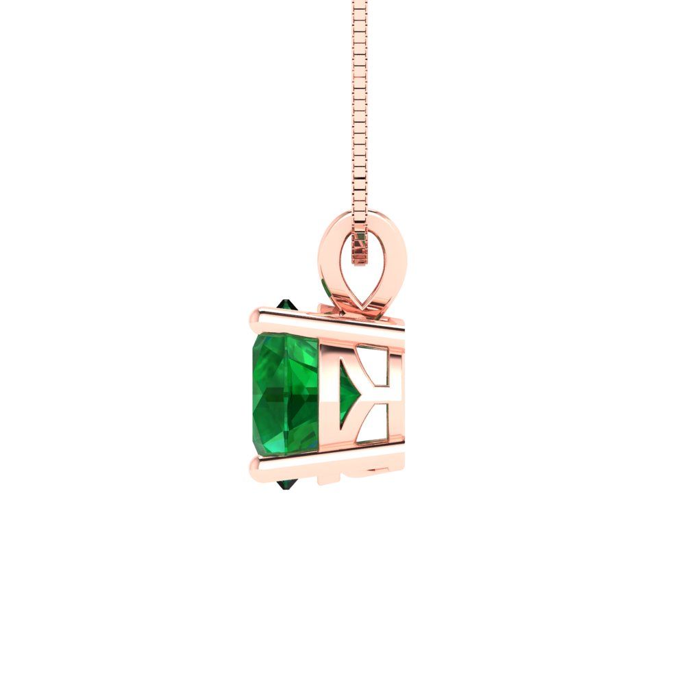 1cttw Round Cut Emerald Gold-Plated 925 Silver Pendant and 16" Box-Chain Necklace