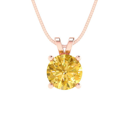 1cttw Round Cut Citrine Gold-Plated 925 Silver Pendant and 18" Box-Chain Necklace