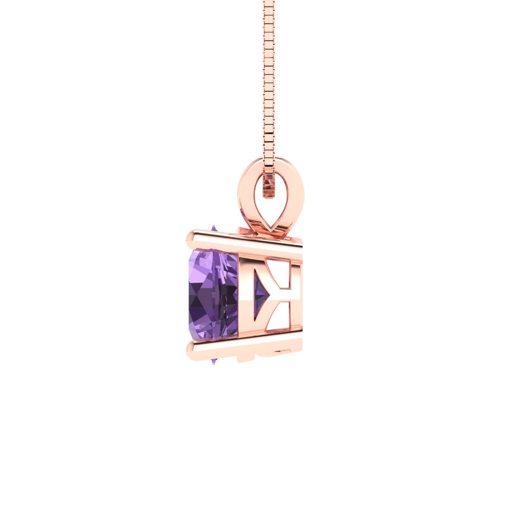 1cttw Round Cut Alexandrite Gold-Plated 925 Silver Pendant and 18" Box-Chain Necklace