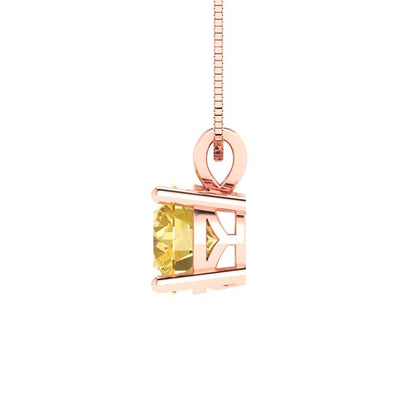 1cttw Round Cut Citrine Gold-Plated 925 Silver Pendant and 18" Box-Chain Necklace