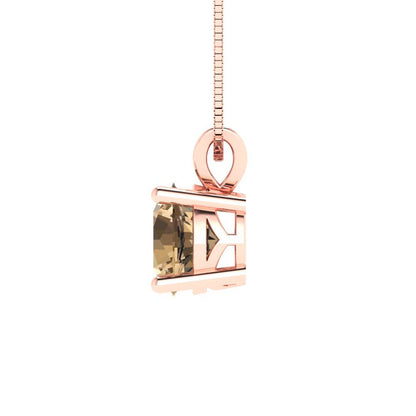 1cttw Round Cut Champagne Gold-Plated 925 Silver Pendant and 18" Box-Chain Necklace