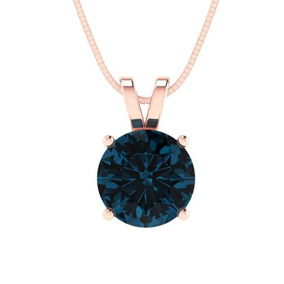 1.5 tcw Necklace Pendant - 14K White Gold Round Cut Solitaire  London - Adjustable Length - 15in Box Chain to 18in