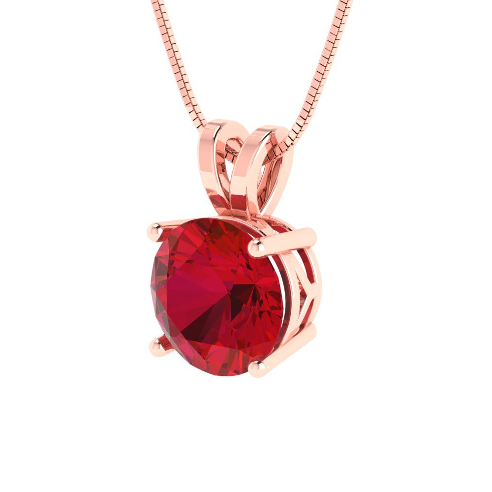 1.5 tcw Necklace Pendant - 14K White Gold Round Cut Solitaire  Pink Tourmaline - Adjustable Length - 15in Box Chain to 18in