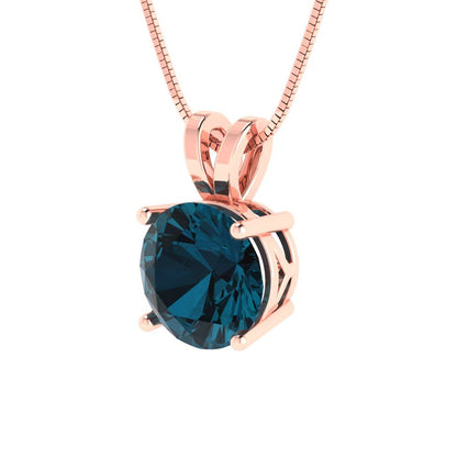 1.5 tcw Necklace Pendant - 14K White Gold Round Cut Solitaire  London - Adjustable Length - 15in Box Chain to 18in