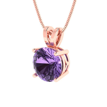 1.5cttw Round Cut Alexandrite Gold-Plated 925 Silver Pendant and 16" Box-Chain Necklace
