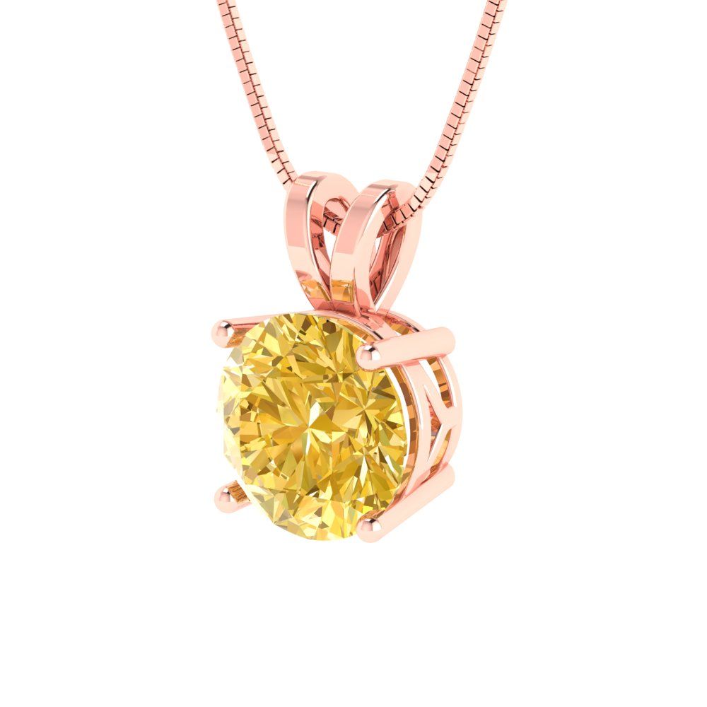 1.5cttw Round Cut Citrine Gold-Plated 925 Silver Pendant and 16" Box-Chain Necklace