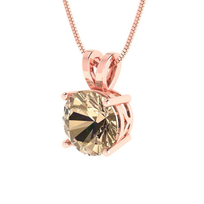 1.5 tcw Necklace Pendant - 14K White Gold Round Cut Solitaire  Yellow Moissanite - Adjustable Length - 15in Box Chain to 18in
